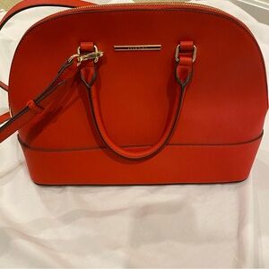 Anne Klein red tote bag with handles and adjustable strap